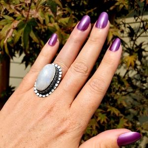 Swarovski Oval Moonstone .925 Silver Ring NWOT
